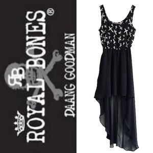 Royal Bones by Daang Tripp NYC Hi Lo Sleeveless Flowy Black Dress